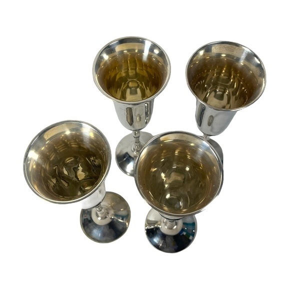 Vintage International Silver Co Silverplated Goblets Set of 4 Wine Glass India - Picture 4 of 10